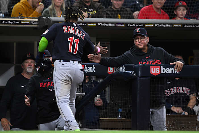 Jose Ramirez Terry Francona Jun 13 2023